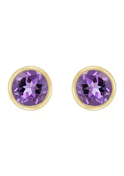 Amethyst Stud Earrings in 14K Yellow Gold