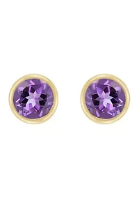 Amethyst Stud Earrings in 14K Yellow Gold