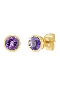 Amethyst Stud Earrings in 14K Yellow Gold