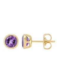Amethyst Stud Earrings in 14K Yellow Gold