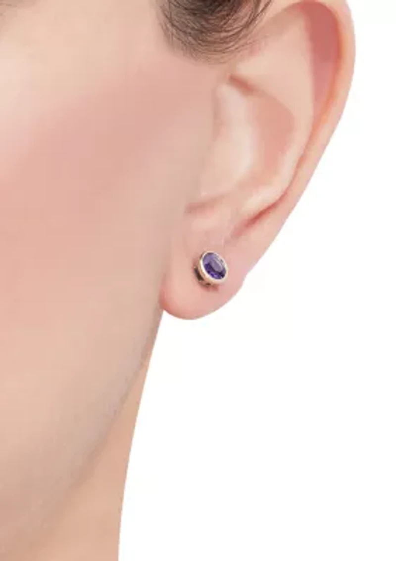 Amethyst Stud Earrings in 14K Yellow Gold
