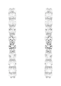 Lab Grown White Sapphire Hoop Earrings in Sterling Silver