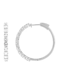Lab Grown White Sapphire Hoop Earrings in Sterling Silver