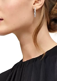 Lab Grown White Sapphire Hoop Earrings in Sterling Silver