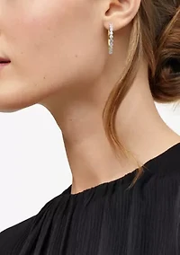 Lab Grown White Sapphire Hoop Earrings in Gold Over Silver
