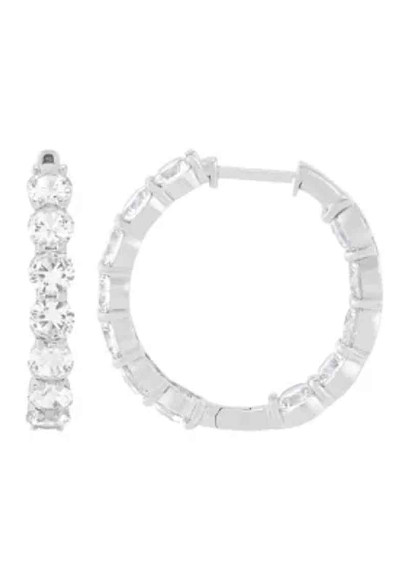 6 ct. t.w. Lab Grown White Sapphire Hoop Earrings in Sterling Silver