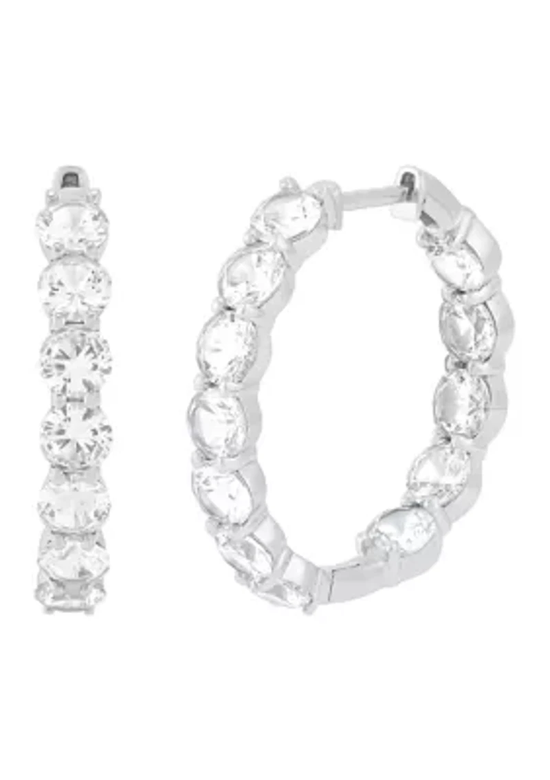 6 ct. t.w. Lab Grown White Sapphire Hoop Earrings in Sterling Silver