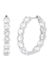 6 ct. t.w. Lab Grown White Sapphire Hoop Earrings in Sterling Silver