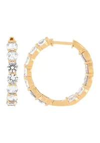 6 ct. t.w. Lab Grown White Sapphire Hoop Earrings in Gold Over Silver