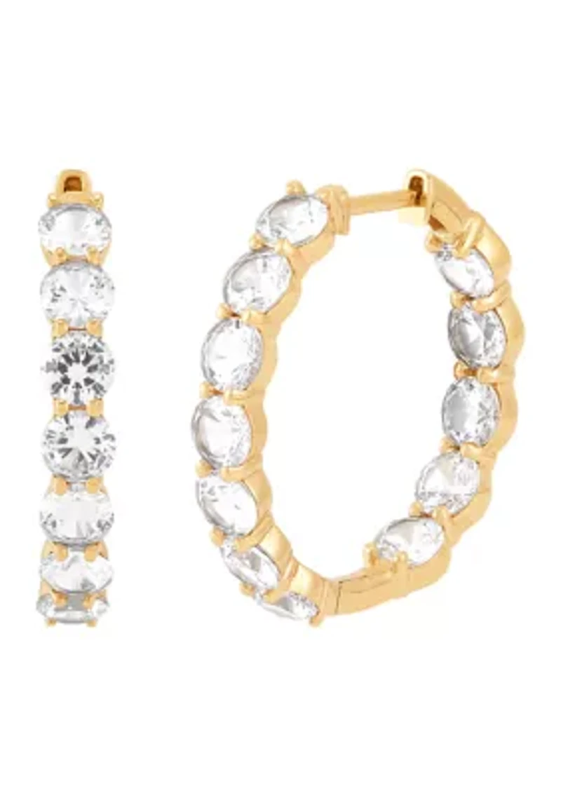 6 ct. t.w. Lab Grown White Sapphire Hoop Earrings in Gold Over Silver