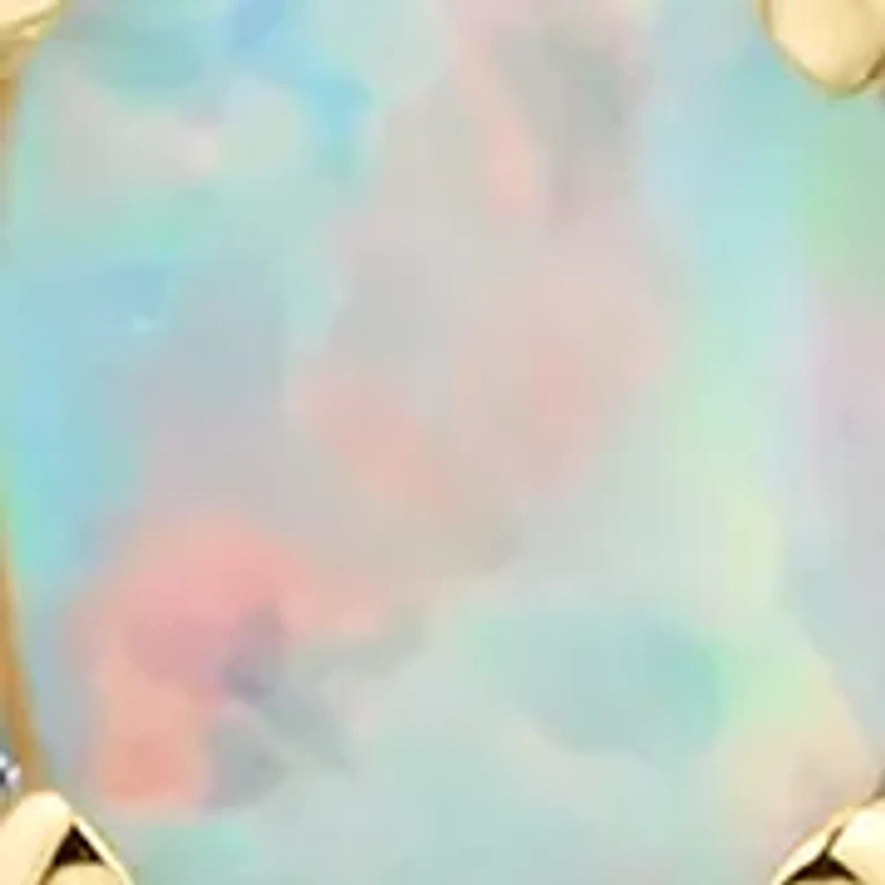 1/6 ct. t.w. Lab Grown Opal and Diamond Stud Earrings in Gold Over Sterling Silver