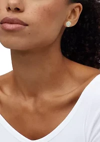 1/6 ct. t.w. Lab Grown Opal and Diamond Stud Earrings in Gold Over Sterling Silver