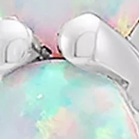 Lab Grown Opal Hoop Earrings  in Sterling Silver