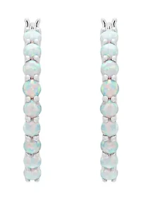Lab Grown Opal Hoop Earrings  in Sterling Silver