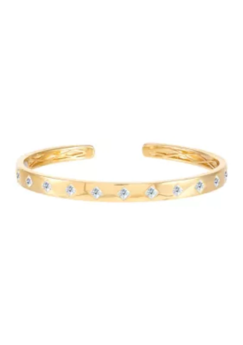 1.98 ct. t.w. Lab Grown White Sapphire Cuff Bangle in Gold over Sterling Silver