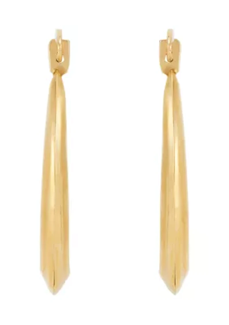 Oval Ribbed Hoop Earrings in 10K Yellow Gold