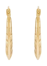 Chevron Hoop Earrings in 10K Yellow Gold