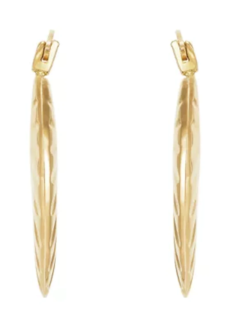 Ribbed Hoop Earrings in 10K Yellow Gold