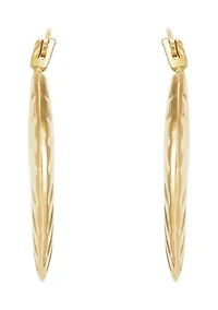 Ribbed Hoop Earrings in 10K Yellow Gold