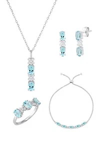 Lab Grown Sky Blue Topaz and Lab Grown Sapphire Set in Sterling Silver