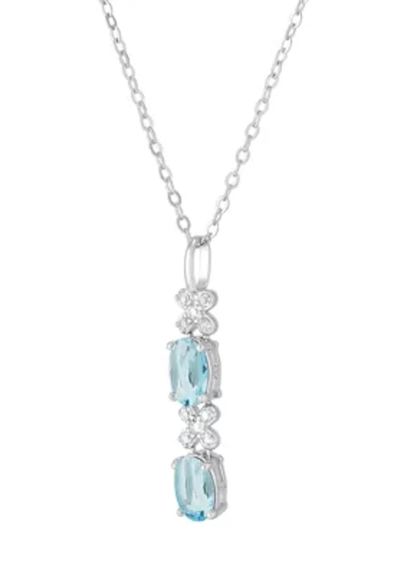 Lab Grown Sky Blue Topaz and Lab Grown Sapphire Set in Sterling Silver