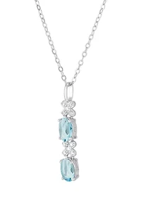 Lab Grown Sky Blue Topaz and Lab Grown Sapphire Set in Sterling Silver