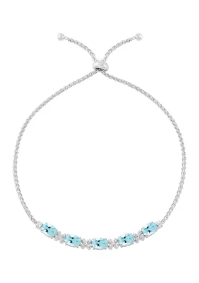 Lab Grown Sky Blue Topaz and Lab Grown Sapphire Set in Sterling Silver