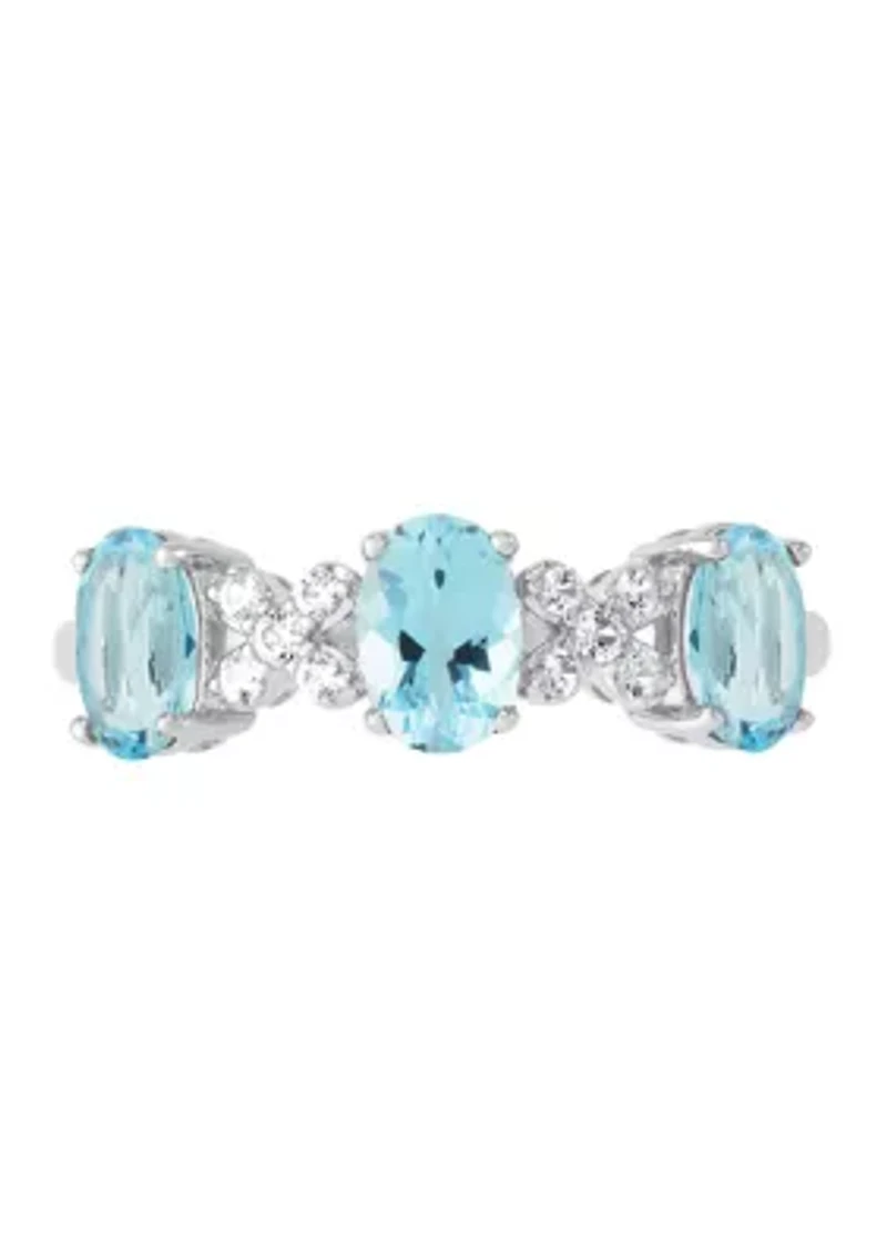 Lab Grown Sky Blue Topaz and Lab Grown Sapphire Set in Sterling Silver