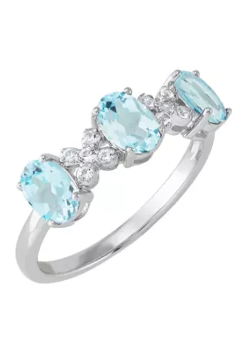 Lab Grown Sky Blue Topaz and Lab Grown Sapphire Set in Sterling Silver