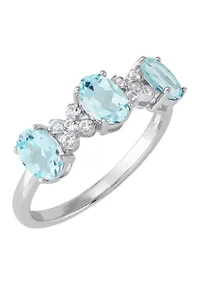 Lab Grown Sky Blue Topaz and Lab Grown Sapphire Set in Sterling Silver