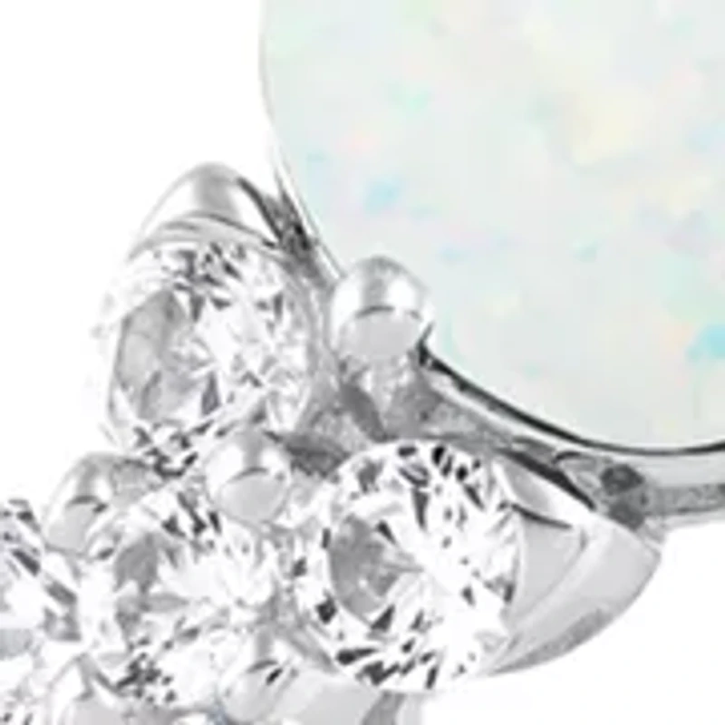 Lab Grown Opal and White Sapphire Pendant Necklace, Earrings, Bracelet and Ring Set in Sterling Silver