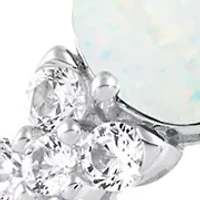 Lab Grown Opal and White Sapphire Pendant Necklace, Earrings, Bracelet and Ring Set in Sterling Silver