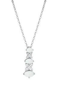 Lab Grown Opal and White Sapphire Pendant Necklace, Earrings, Bracelet and Ring Set in Sterling Silver