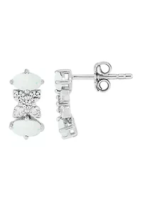 Lab Grown Opal and White Sapphire Pendant Necklace, Earrings, Bracelet and Ring Set in Sterling Silver