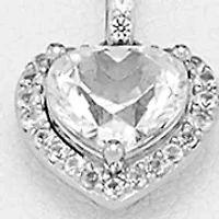 Lab-Grown White Sapphire Heart Earrings and Necklace in Sterling Silver