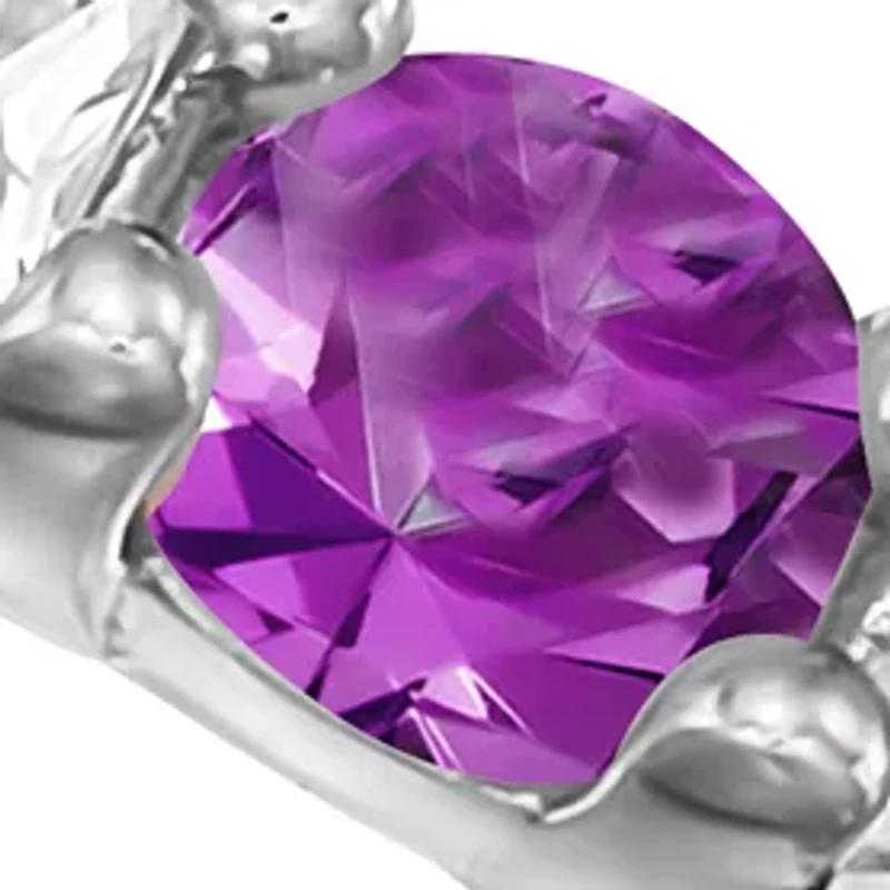 9/10 ct. t.w. Amethyst and Lab Created White Sapphire Ring in Sterling Silver 