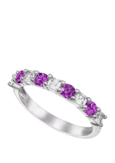 9/10 ct. t.w. Amethyst and Lab Created White Sapphire Ring in Sterling Silver 