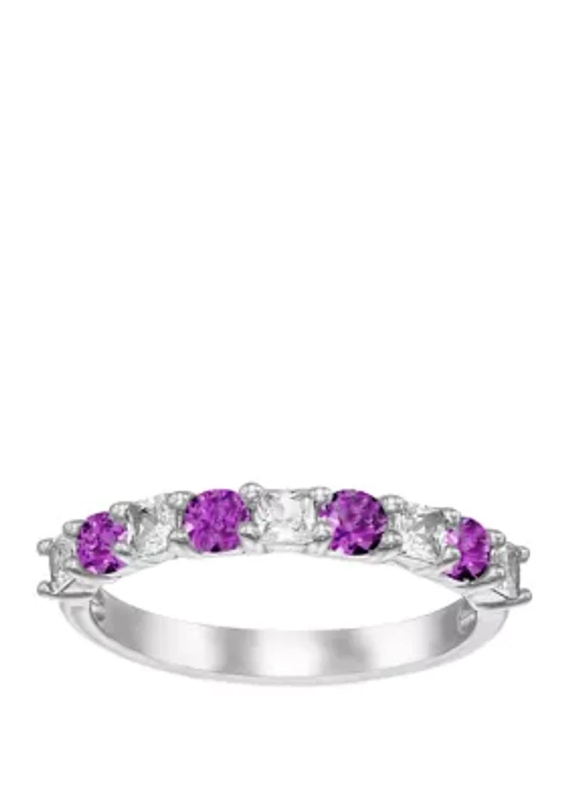 9/10 ct. t.w. Amethyst and Lab Created White Sapphire Ring in Sterling Silver 
