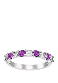 9/10 ct. t.w. Amethyst and Lab Created White Sapphire Ring in Sterling Silver 