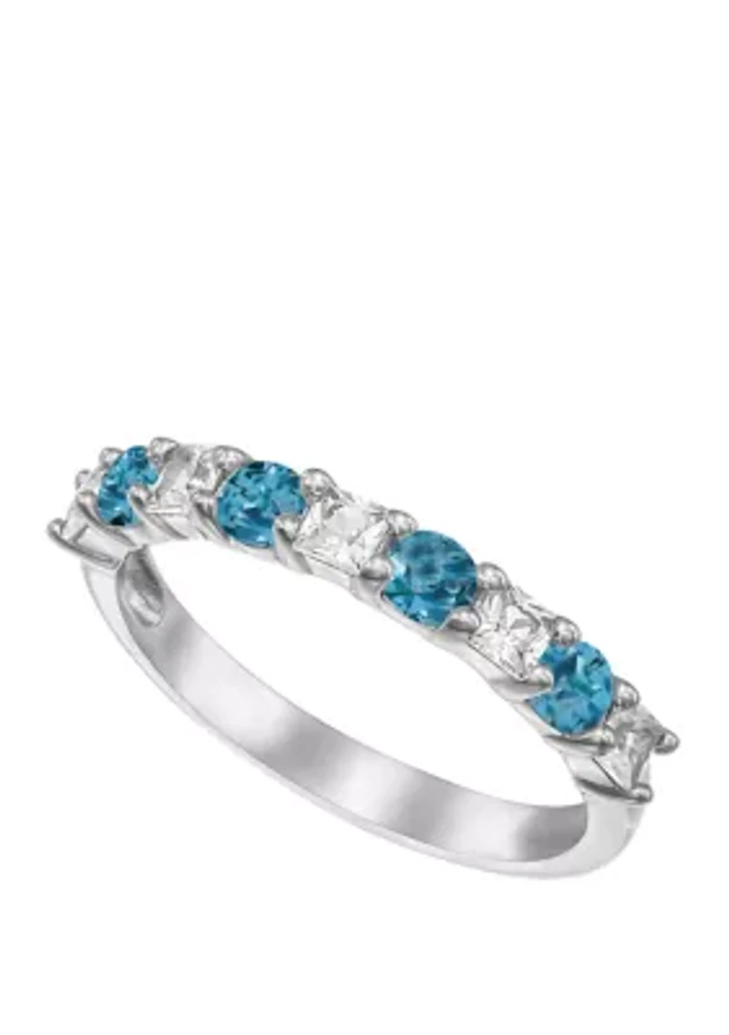 9/10 ct. t.w. Sky Blue Topaz and Lab Created White Sapphire Ring in Sterling Silver