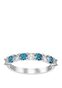 9/10 ct. t.w. Sky Blue Topaz and Lab Created White Sapphire Ring in Sterling Silver 