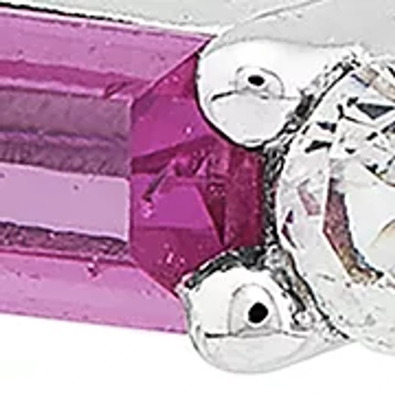 Lab Grown Pink Sapphire and White Sapphire Band Ring in Sterling Silver