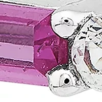 Lab Grown Pink Sapphire and White Sapphire Band Ring in Sterling Silver