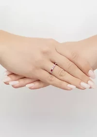 Lab Grown Pink Sapphire and White Sapphire Band Ring in Sterling Silver