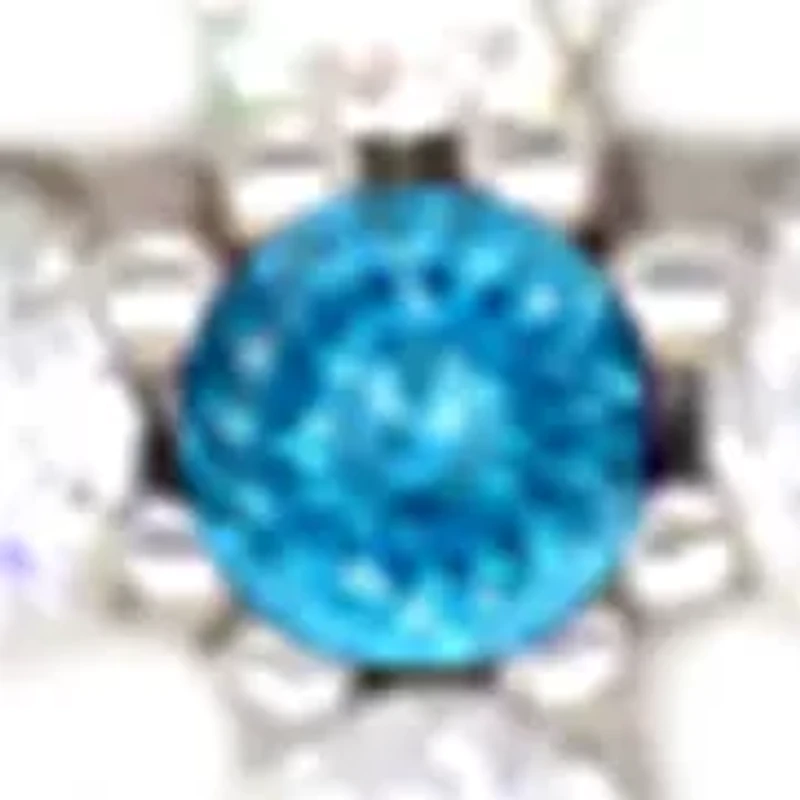 Blue Topaz Cross Pendant Necklace in Sterling Silver 