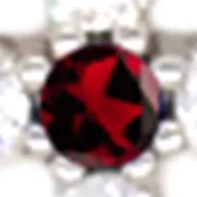 Garnet Cross Pendant Necklace in Sterling Silver