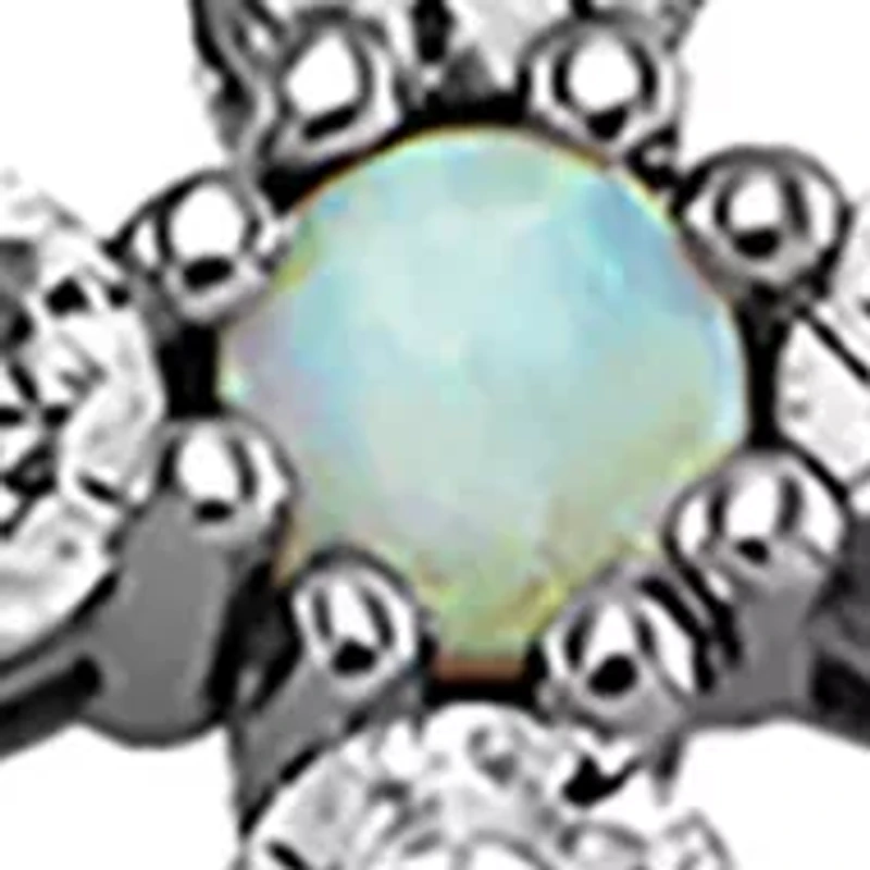 Created Opal Cross Pendant Necklace in Sterling Silver