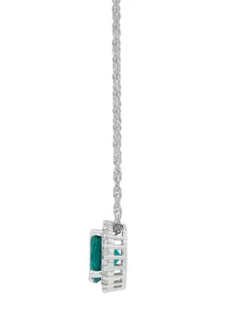 1.75 ct. t.w. Lab Created Emerald and Lab Created White Sapphire Pendant Necklace in Sterling Silver