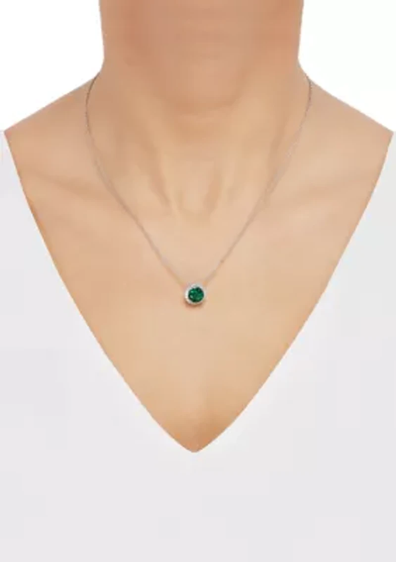 1.75 ct. t.w. Lab Created Emerald and Lab Created White Sapphire Pendant Necklace in Sterling Silver
