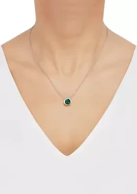1.75 ct. t.w. Lab Created Emerald and Lab Created White Sapphire Pendant Necklace in Sterling Silver